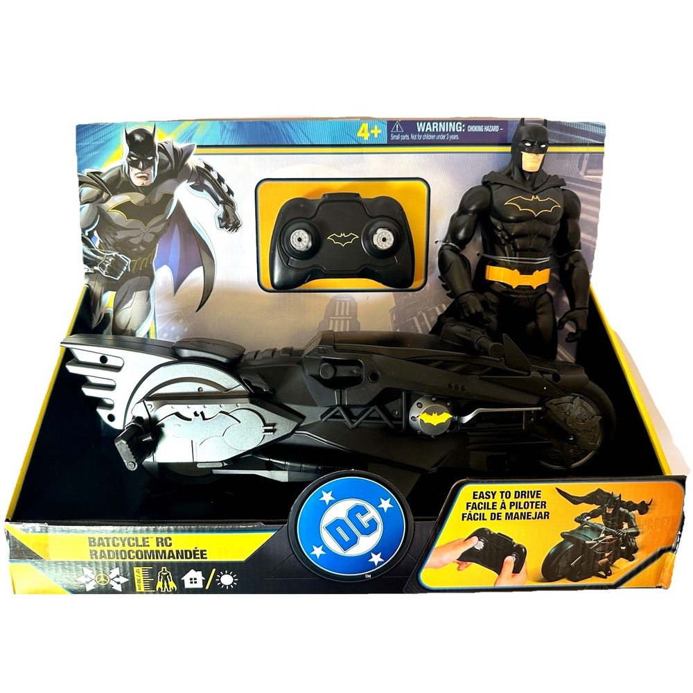 Batman RC Batcycle w 12" Figure Remote Control DC Spin Master 2.4GHz New